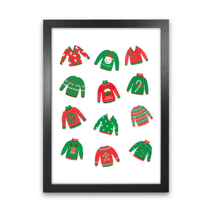 Christmas Jumpers Art Print by Kookiepixel Black Grain