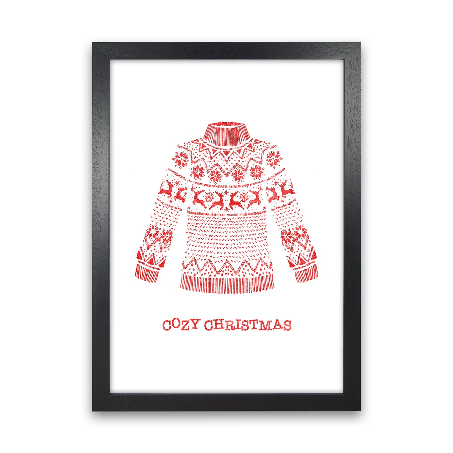 Cozy Christmas Art Print by Kookiepixel Black Grain
