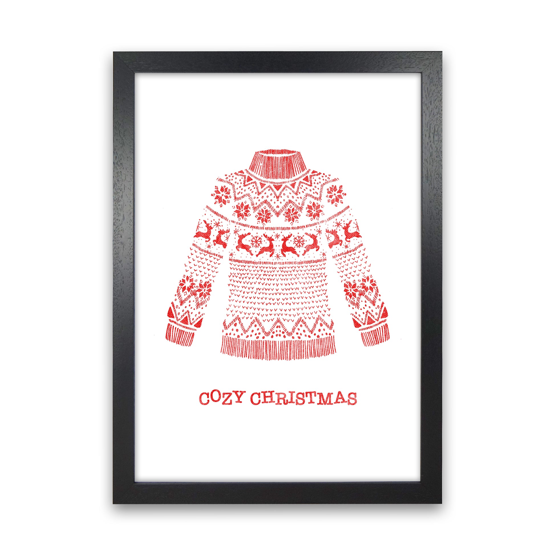 Cozy Christmas Art Print by Kookiepixel Black Grain