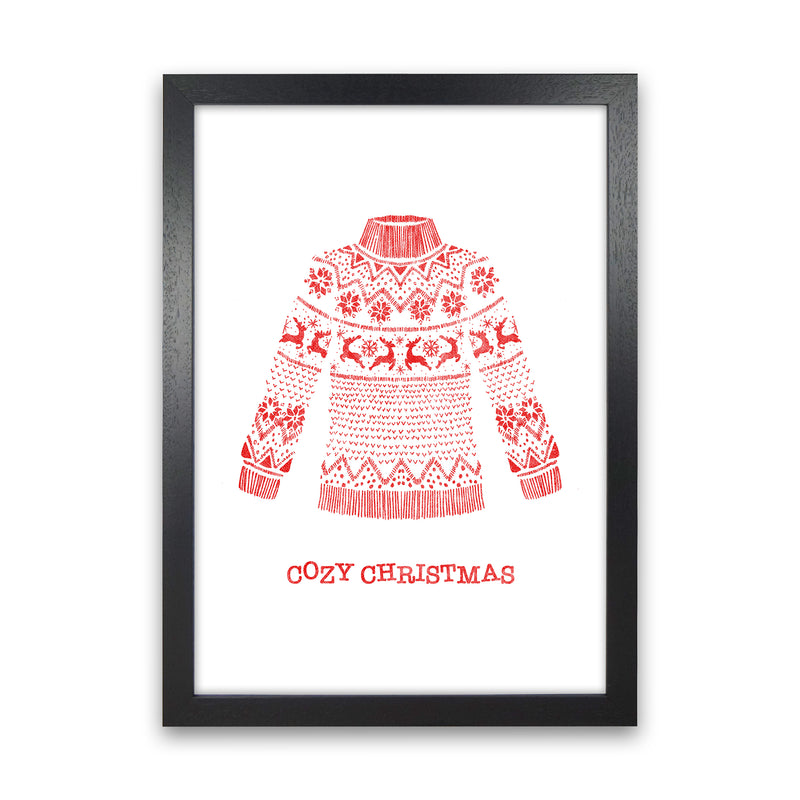 Cozy Christmas Art Print by Kookiepixel Black Grain