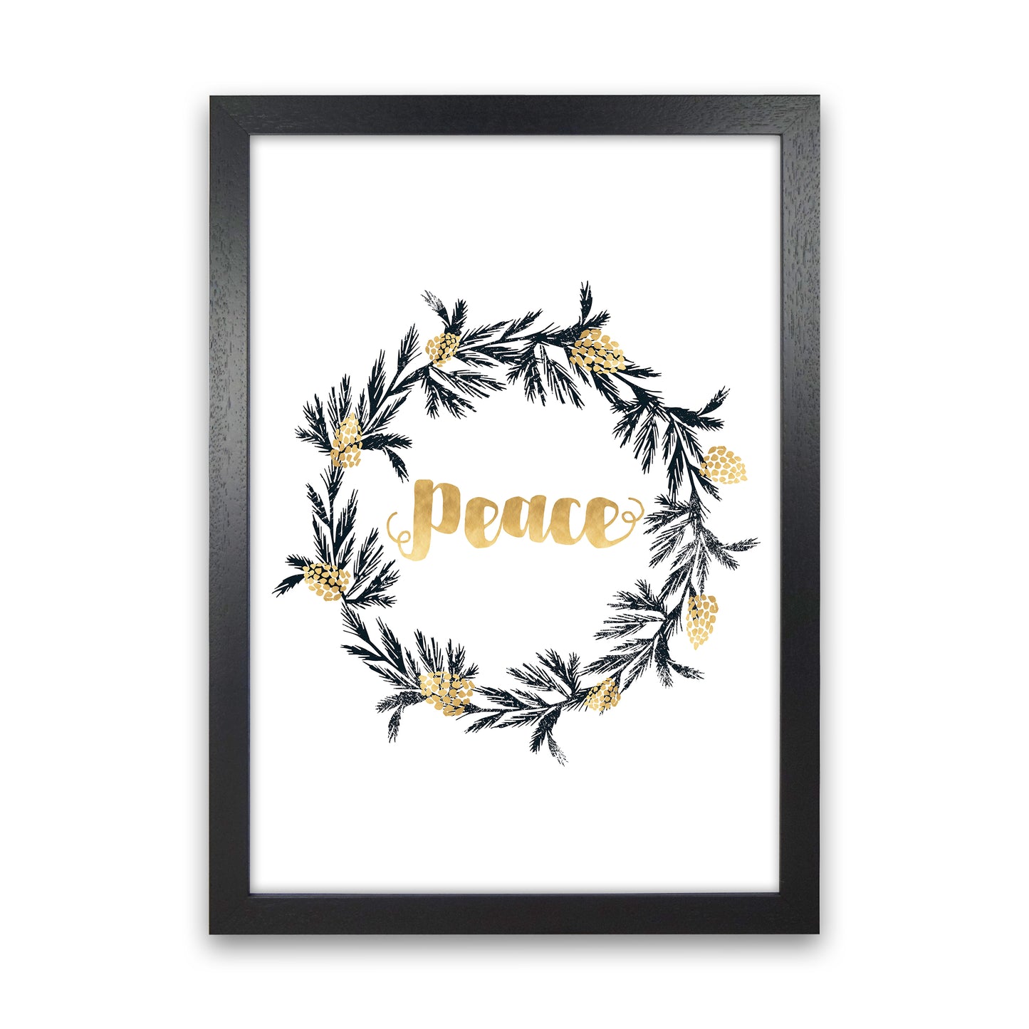Peace Christmas Art Print by Kookiepixel Black Grain