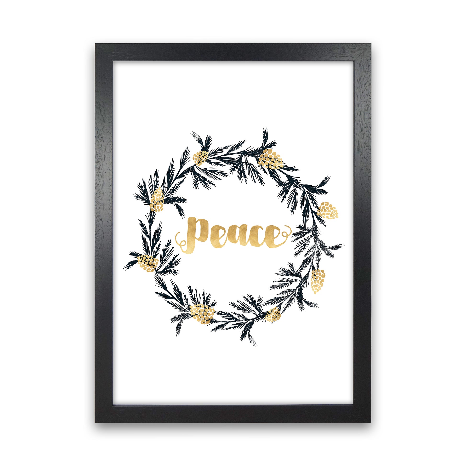 Peace Christmas Art Print by Kookiepixel Black Grain