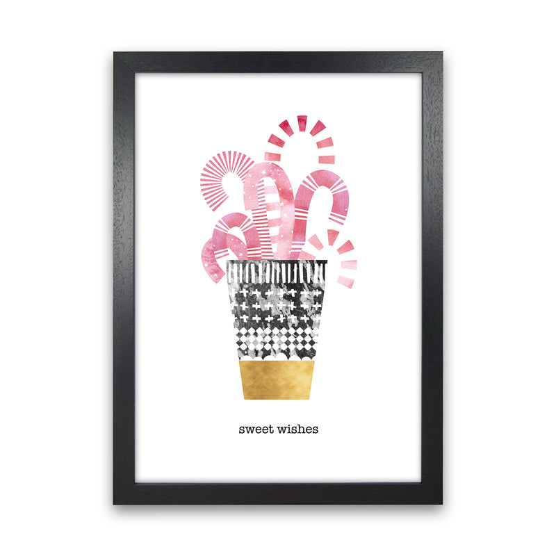 Sweet Wishes Christmas Art Print by Kookiepixel Black Grain