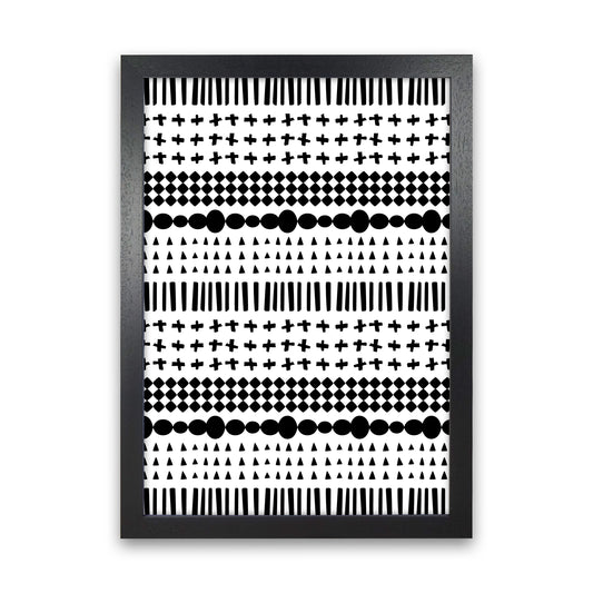 Scandi Pattern No 1 Abstract Art Print by Kookiepixel Black Grain