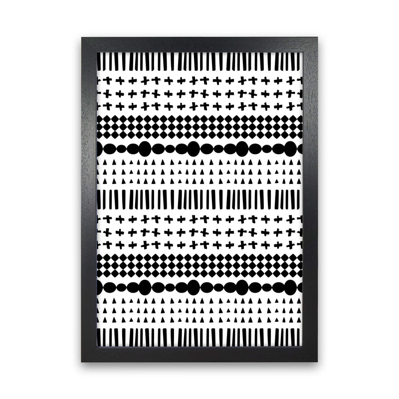 Scandi Pattern No 1 Abstract Art Print by Kookiepixel Black Grain