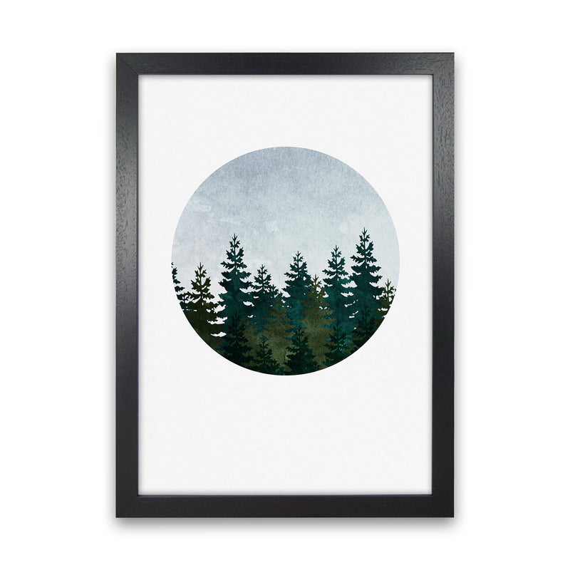 Evergreen Forest Art Print by Kookiepixel Black Grain