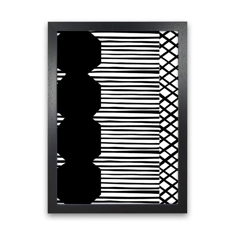 Patchwork Abstract Art Print by Kookiepixel Black Grain