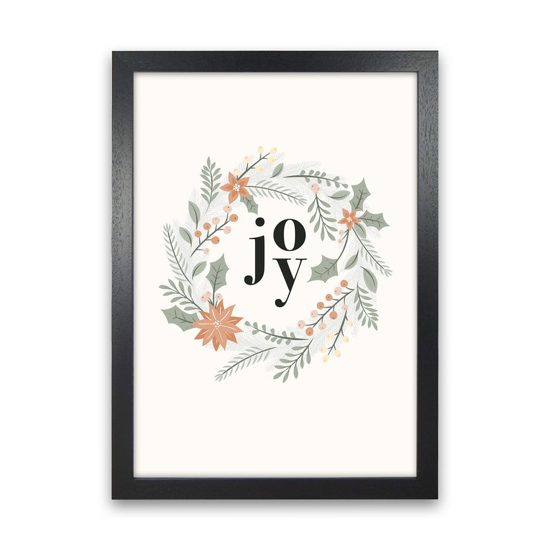 Joy Christmas wreath Christmas Art Print by Kookiepixel Black Grain