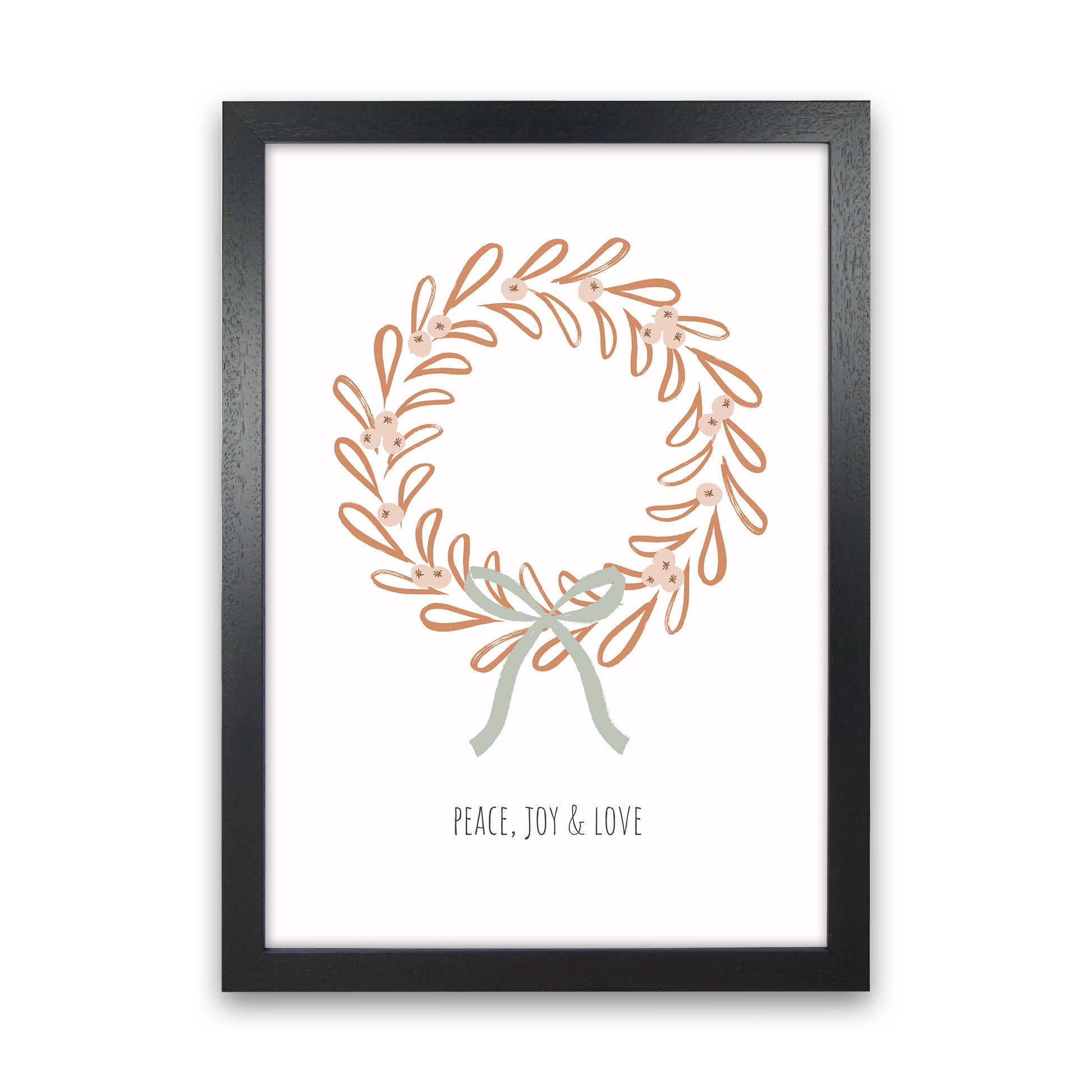 Peace joy love Christmas Art Print by Kookiepixel Black Grain