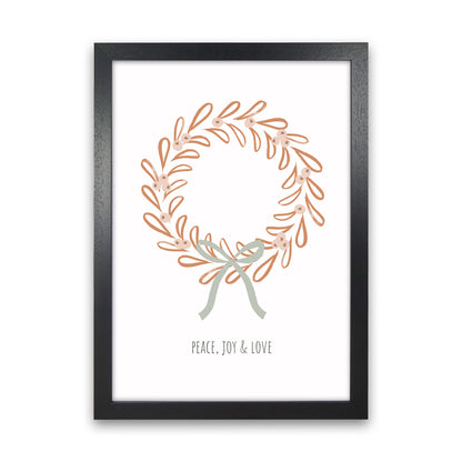 Peace joy love Christmas Art Print by Kookiepixel Black Grain