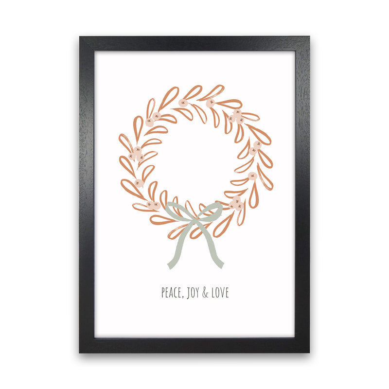 Peace joy love Christmas Art Print by Kookiepixel Black Grain
