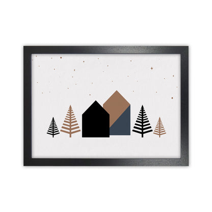 Starry night Landscape Art Print by Kookiepixel Black Grain