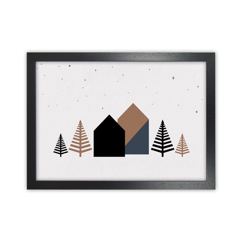 Starry night Landscape Art Print by Kookiepixel Black Grain