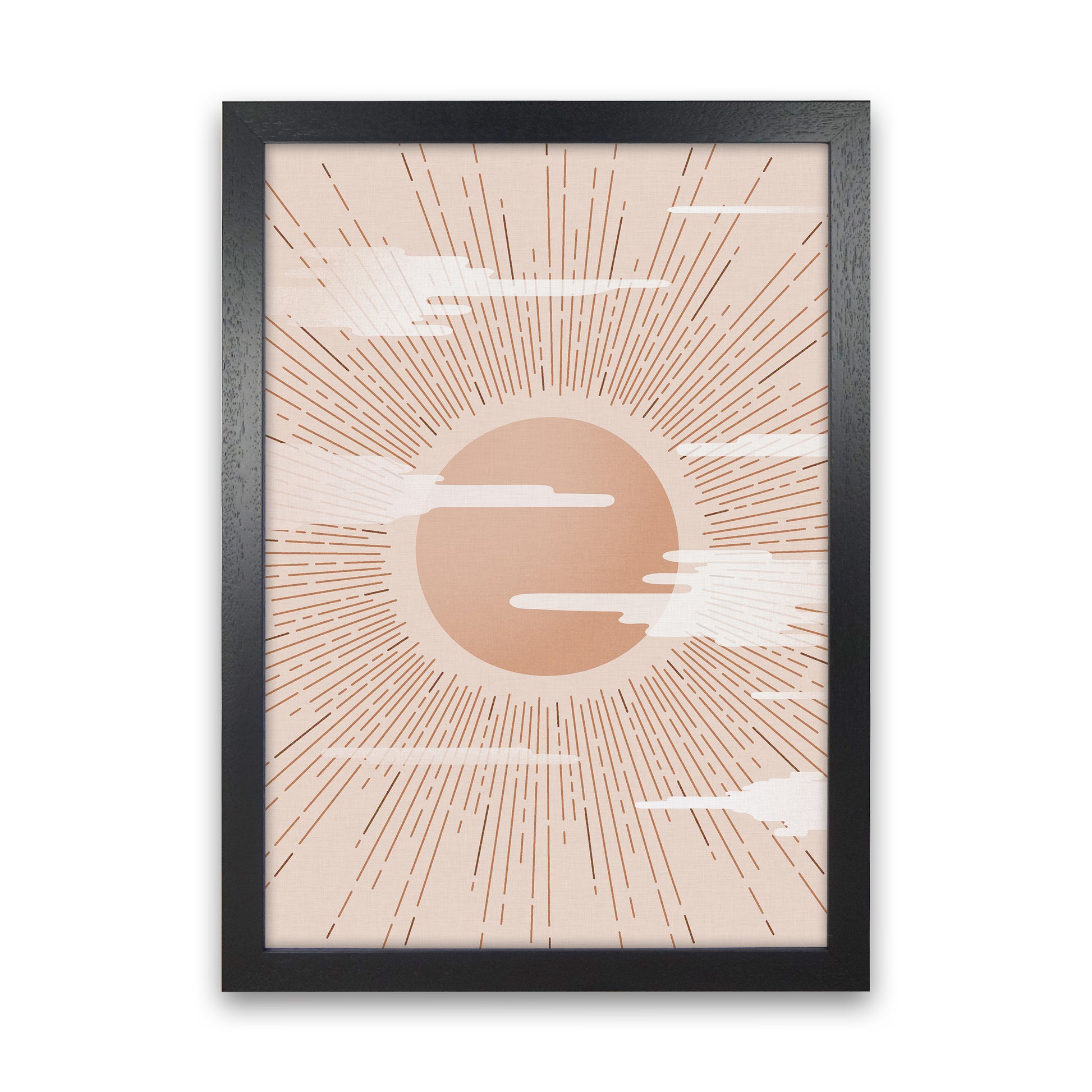 The Sun Landscape Art Print by Kookiepixel Black Grain