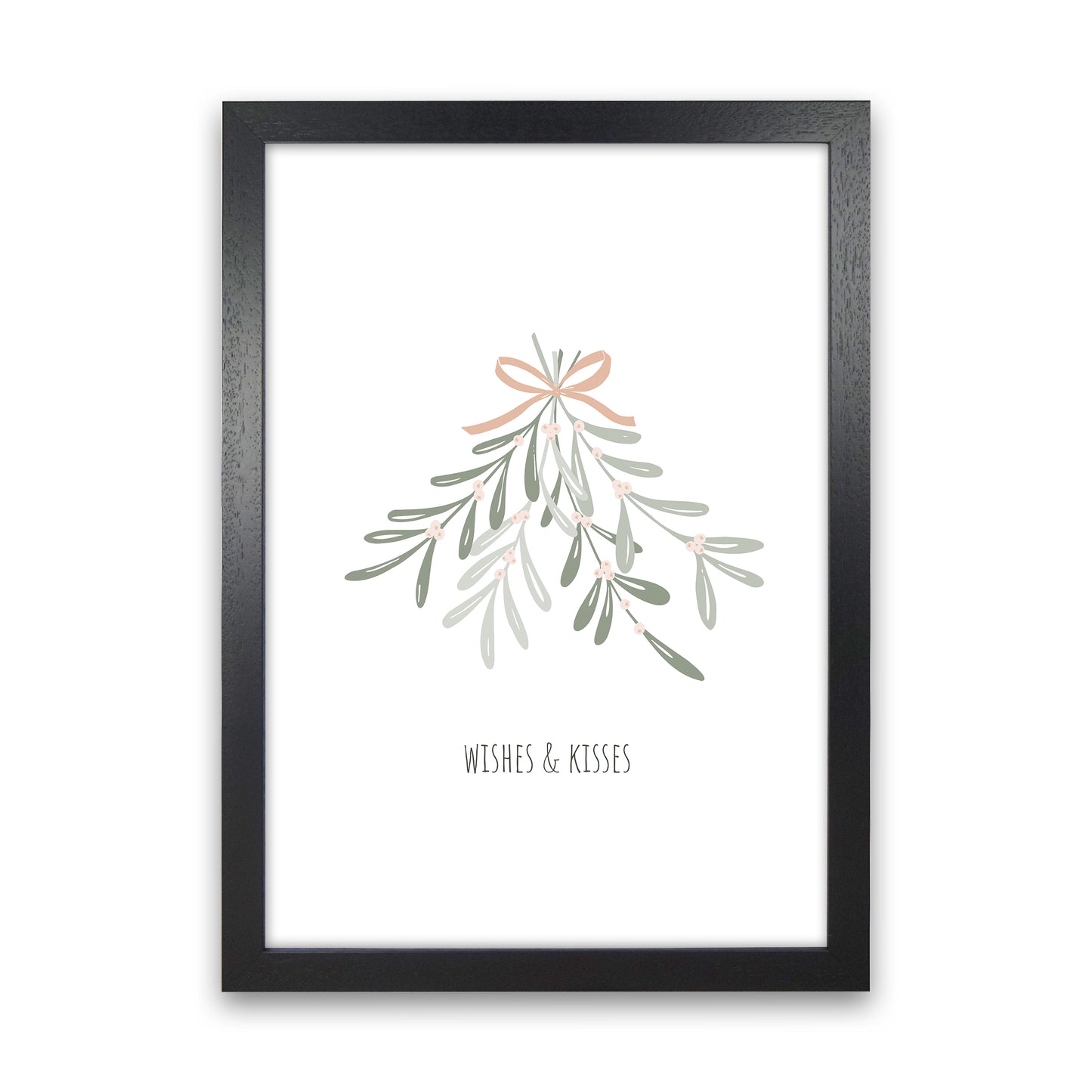 Wishes and kisses Christmas Art Print by Kookiepixel Black Grain