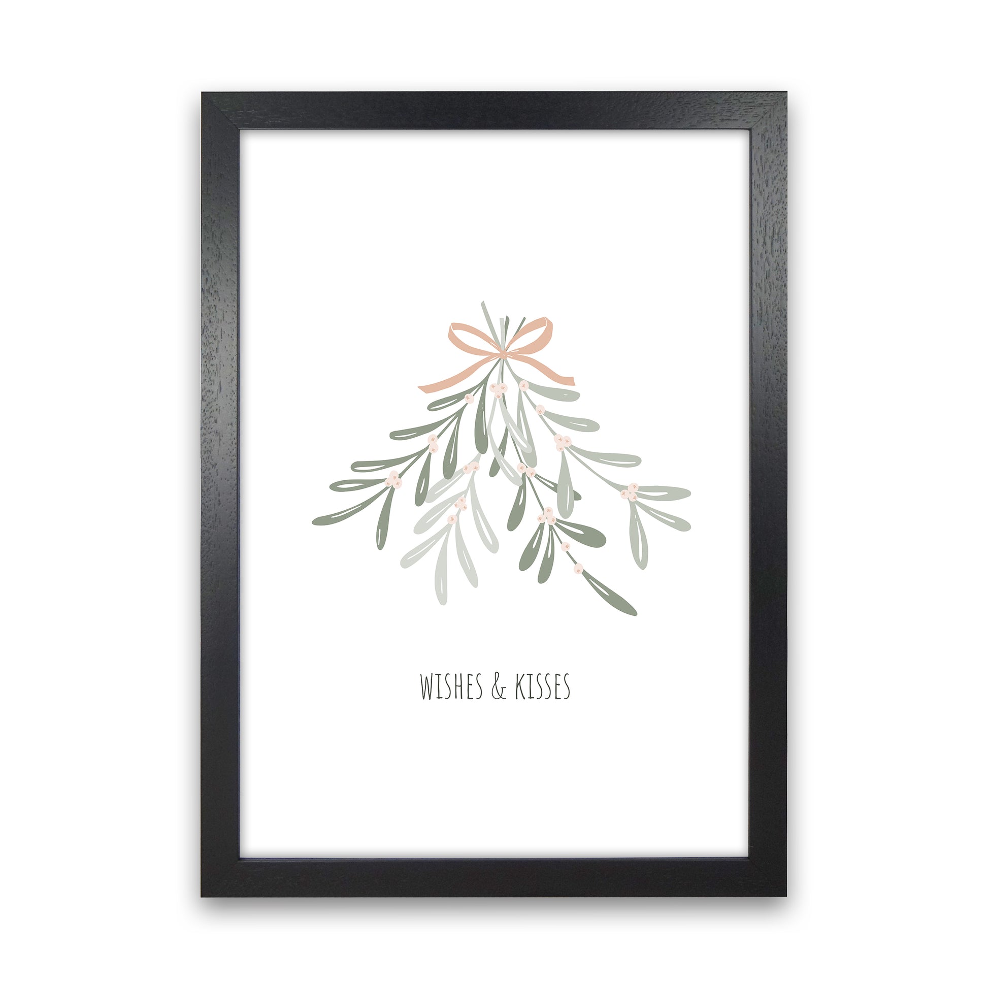 Wishes and kisses Christmas Art Print by Kookiepixel Black Grain