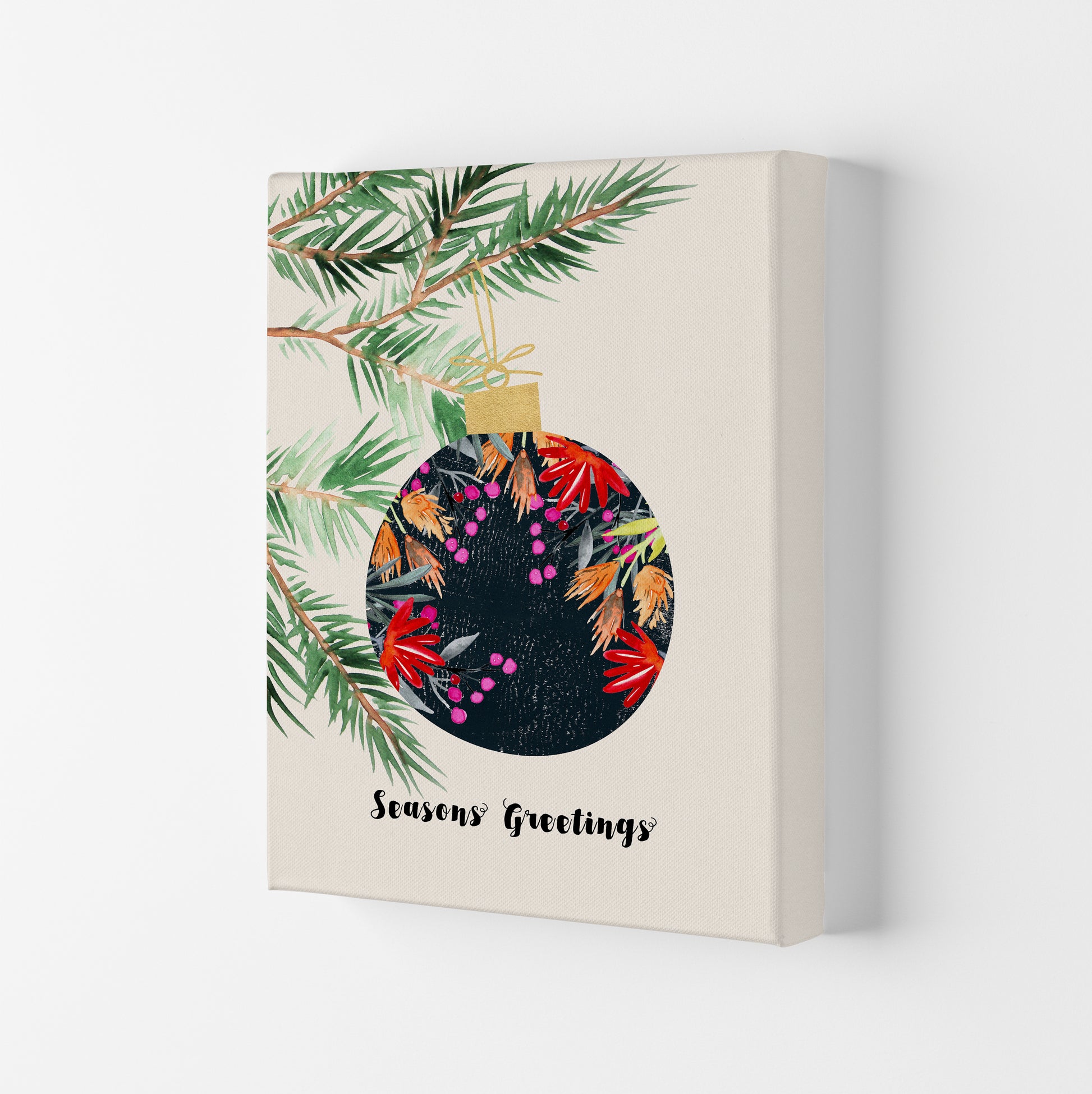 Seasons Greetings Christmas Art Print by Kookiepixel Canvas