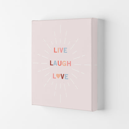 Live, Laugh, Love Quote Art Print by Kookiepixel Canvas