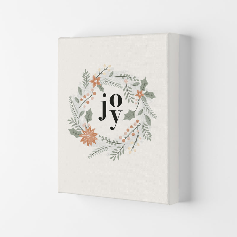 Joy Christmas wreath Christmas Art Print by Kookiepixel Canvas