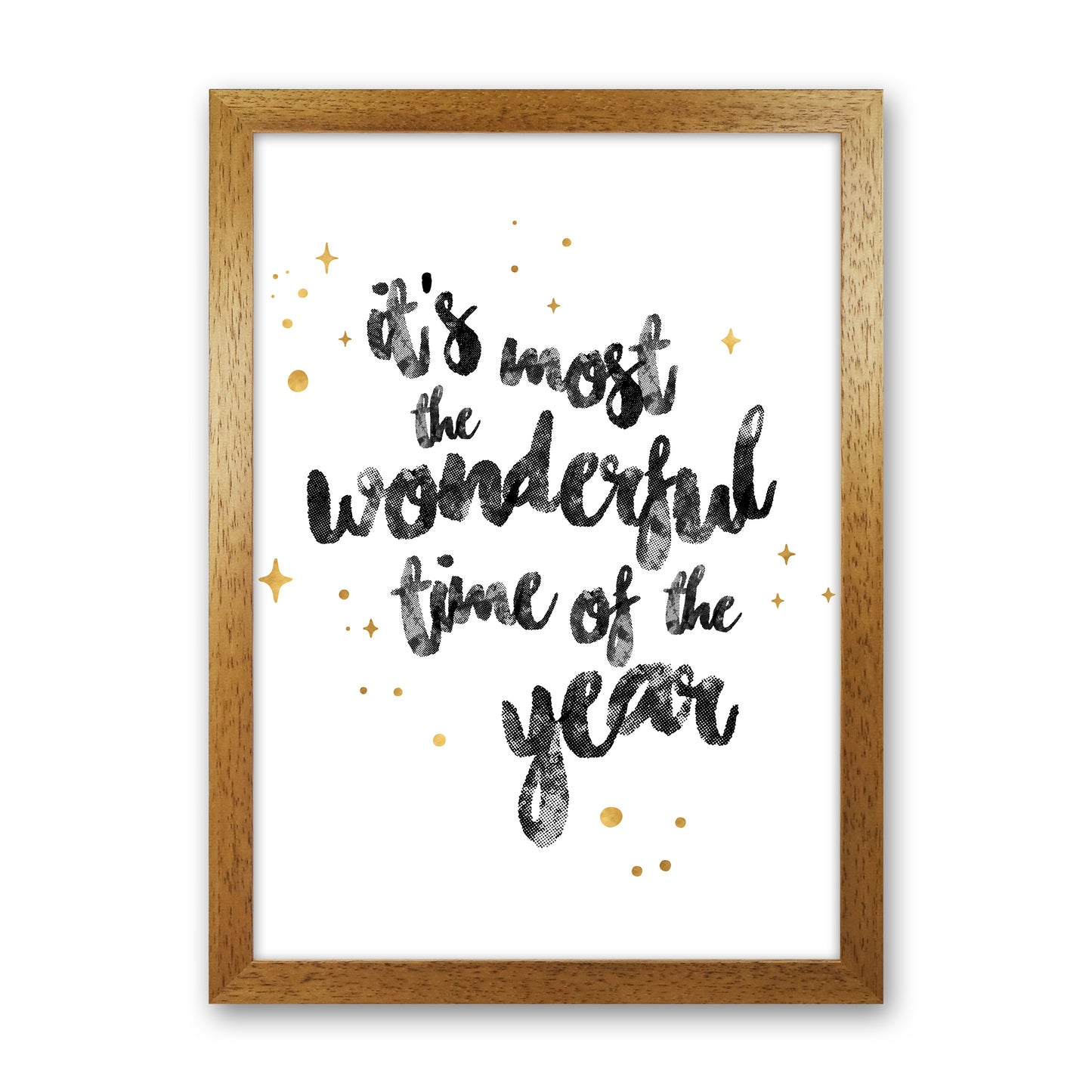 Wonderful time No 1 Christmas Art Print by Kookiepixel Oak Grain