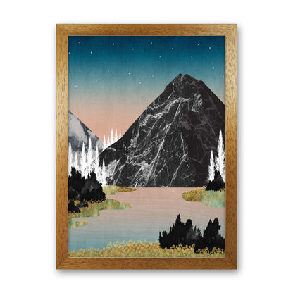 The Lake Art Print by Kookiepixel Oak Grain