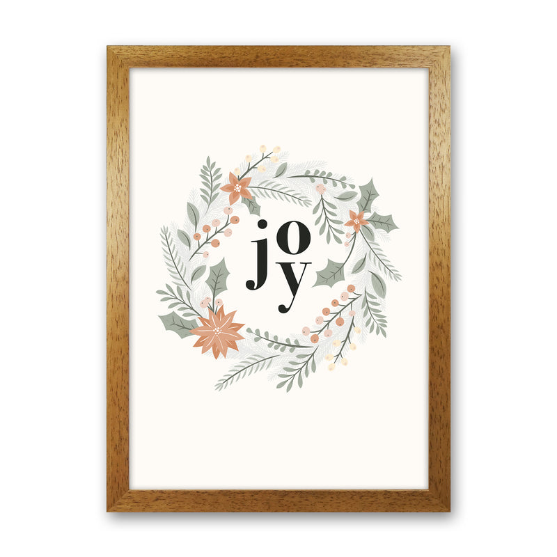 Joy Christmas wreath Christmas Art Print by Kookiepixel Oak Grain