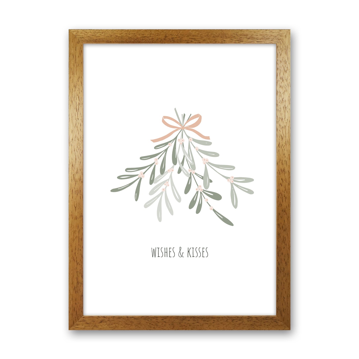Wishes and kisses Christmas Art Print by Kookiepixel Oak Grain