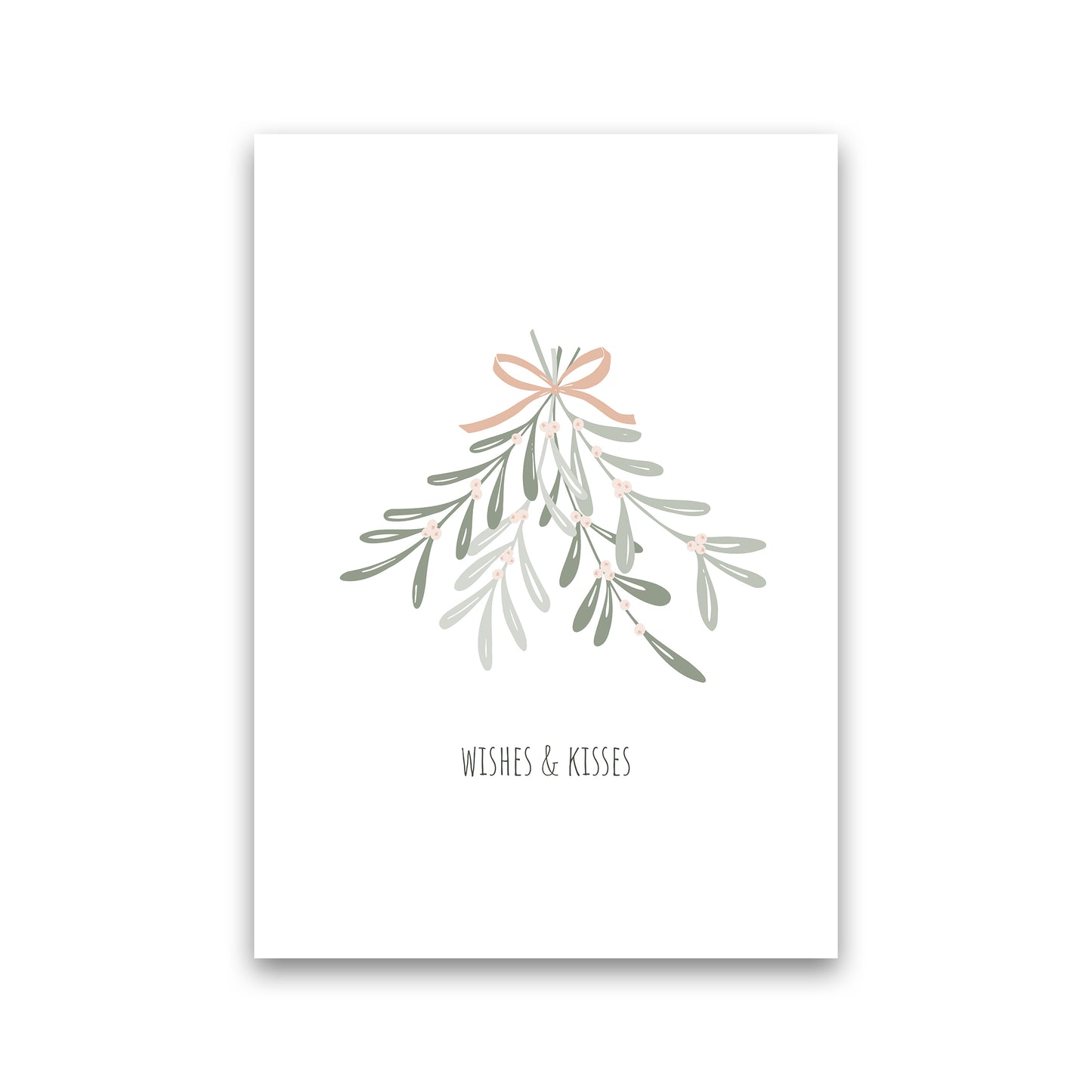 Wishes and kisses Christmas Art Print by Kookiepixel Print Only