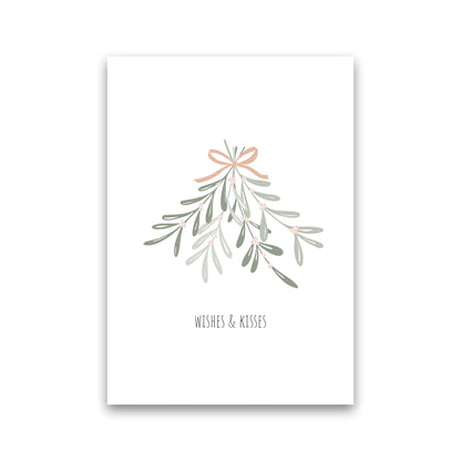 Wishes and kisses Christmas Art Print by Kookiepixel Print Only