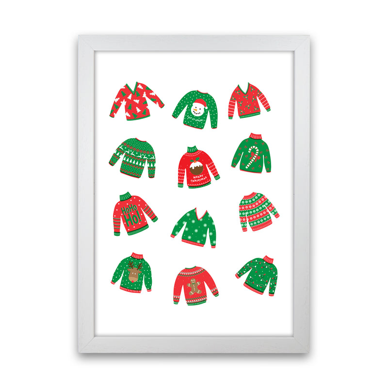 Christmas Jumpers Art Print by Kookiepixel White Grain