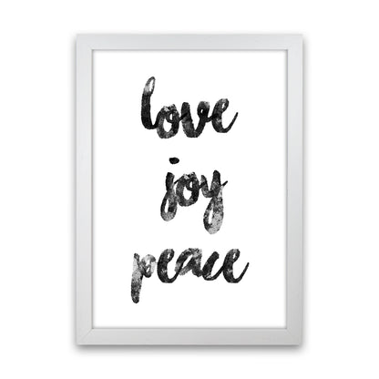 Love Joy Peace Quote Art Print by Kookiepixel White Grain