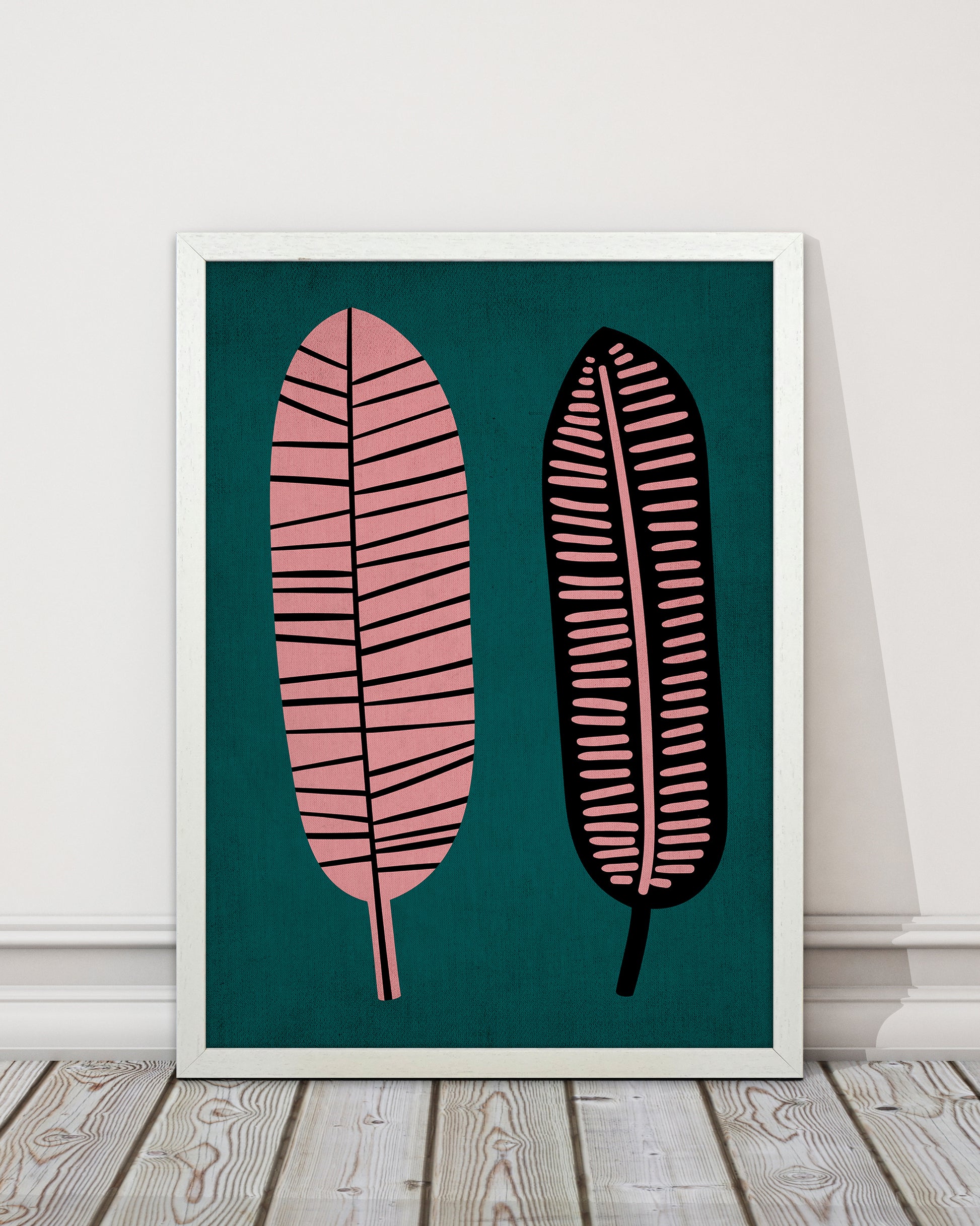 Two Leafs Contemporary Art Print by Kubistika