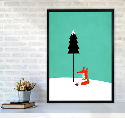 A Cute Little Fox  Modern Animal Art Print by Kubistika A1 White Frame