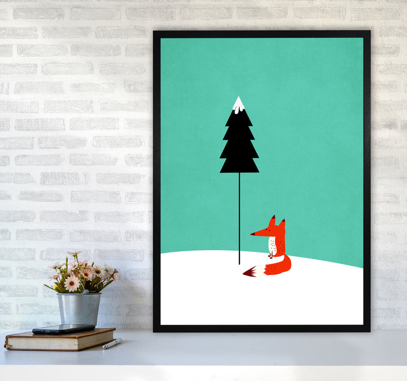 A Cute Little Fox  Modern Animal Art Print by Kubistika A1 White Frame