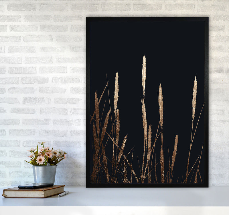 Golden Fields In The Dark Art Print by Kubistika A1 White Frame