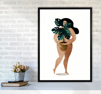 Nude With Plant Contemporary Art Print by Kubistika A1 White Frame