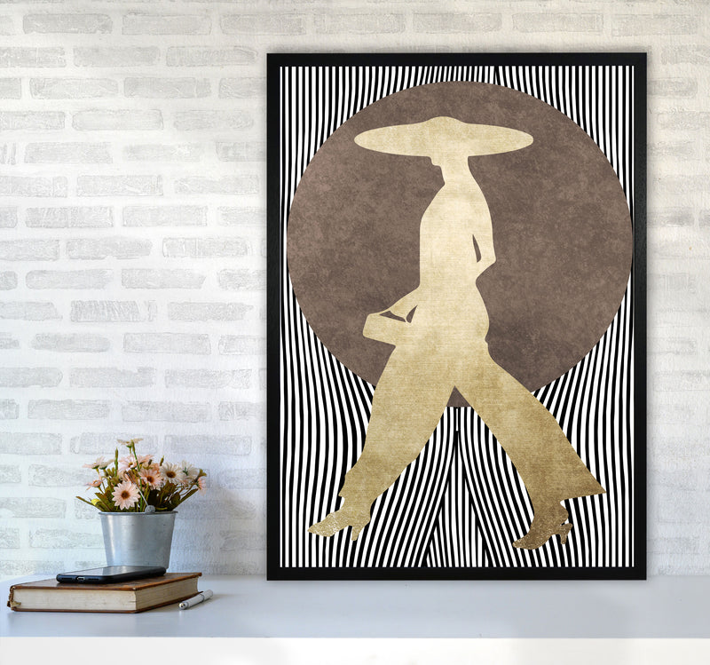 La Madame Noir Vintage Contemporary Art Print by Kubistika A1 White Frame