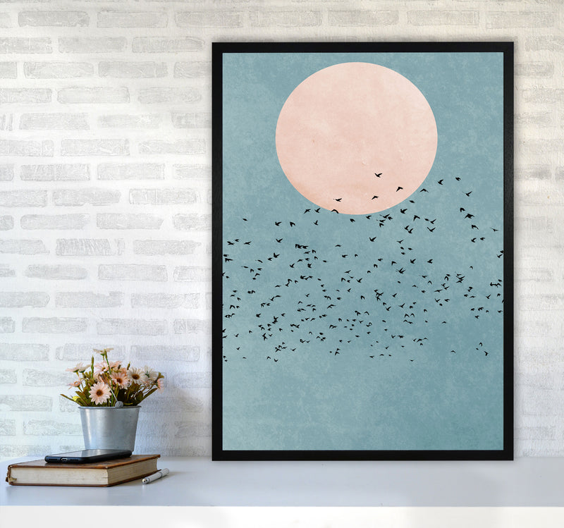 A Fly Away Modern Contemporary Art Print by Kubistika A1 White Frame