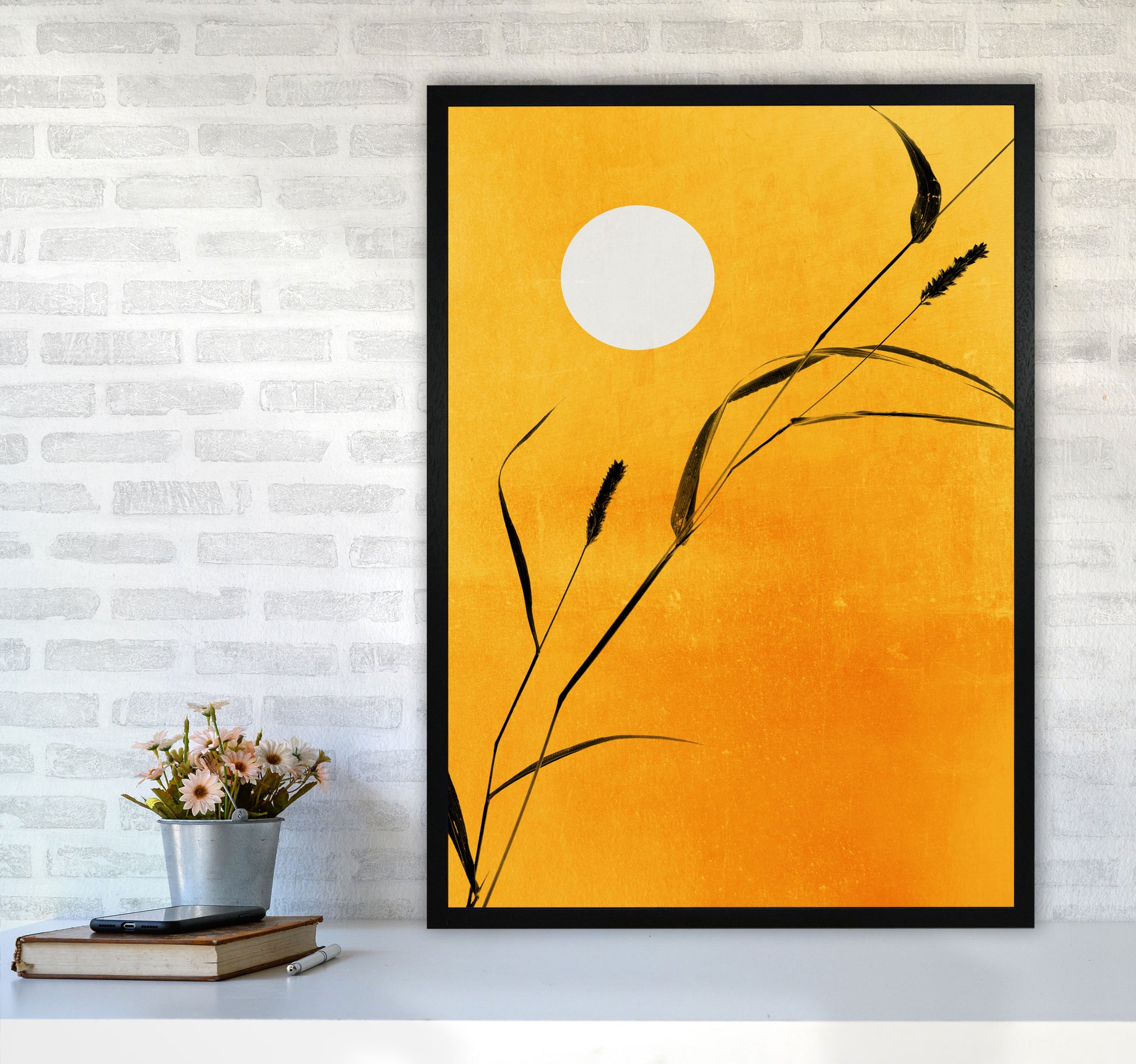 Sunny Days Contemporary Art Print by Kubistika A1 White Frame
