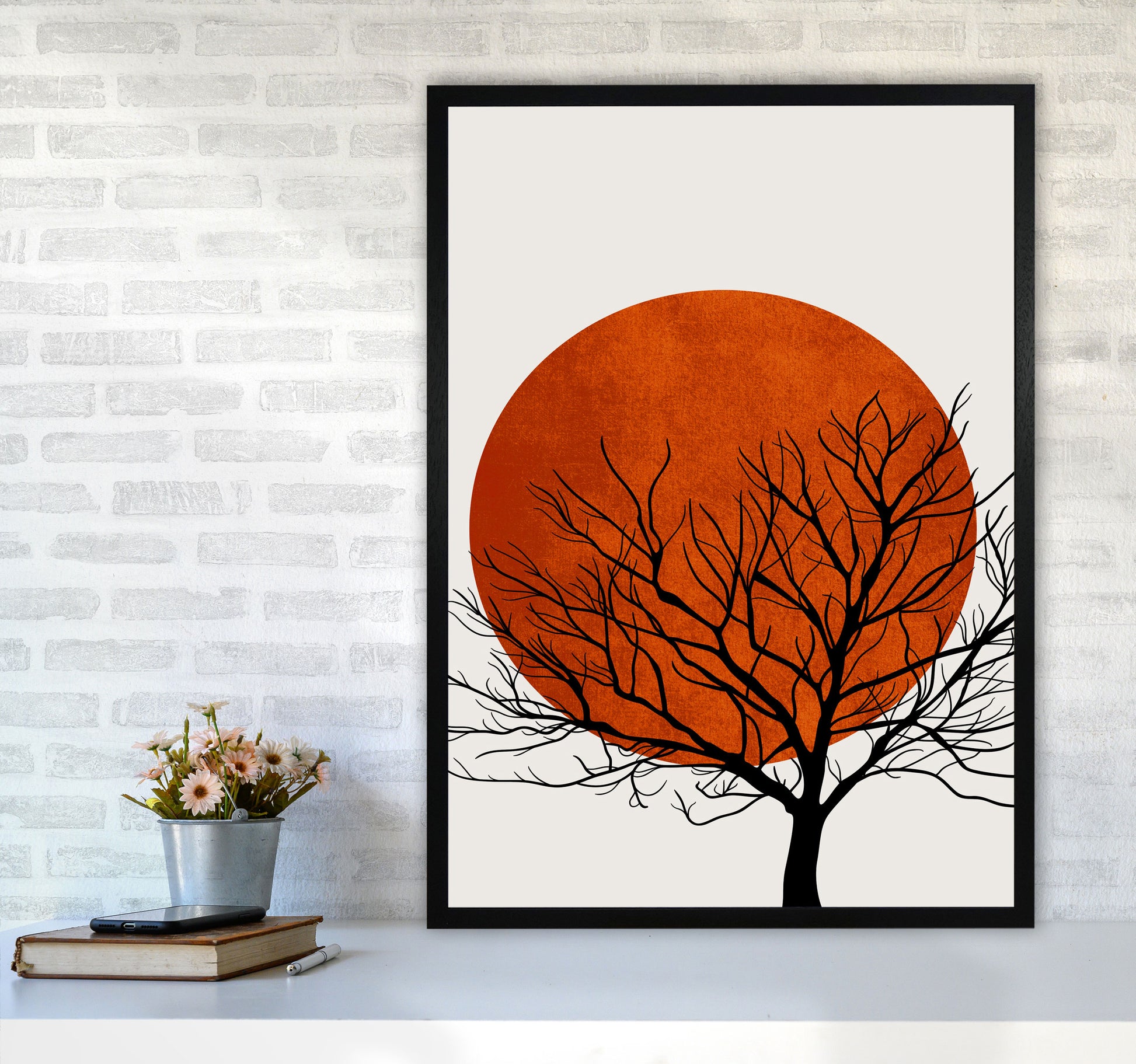 A Blooming Oak  Modern Contemporary Art Print by Kubistika A1 White Frame