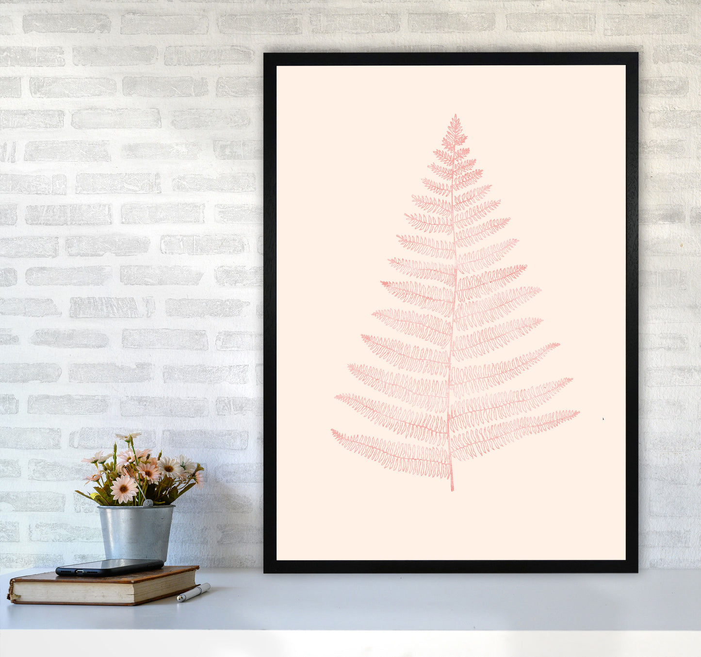 Botanica Minimalistica - ROUGE Modern Art Print by Kubistika A1 White Frame