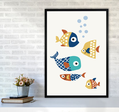 Little Friends Childrens Nursery Art Print by Kubistika A1 White Frame