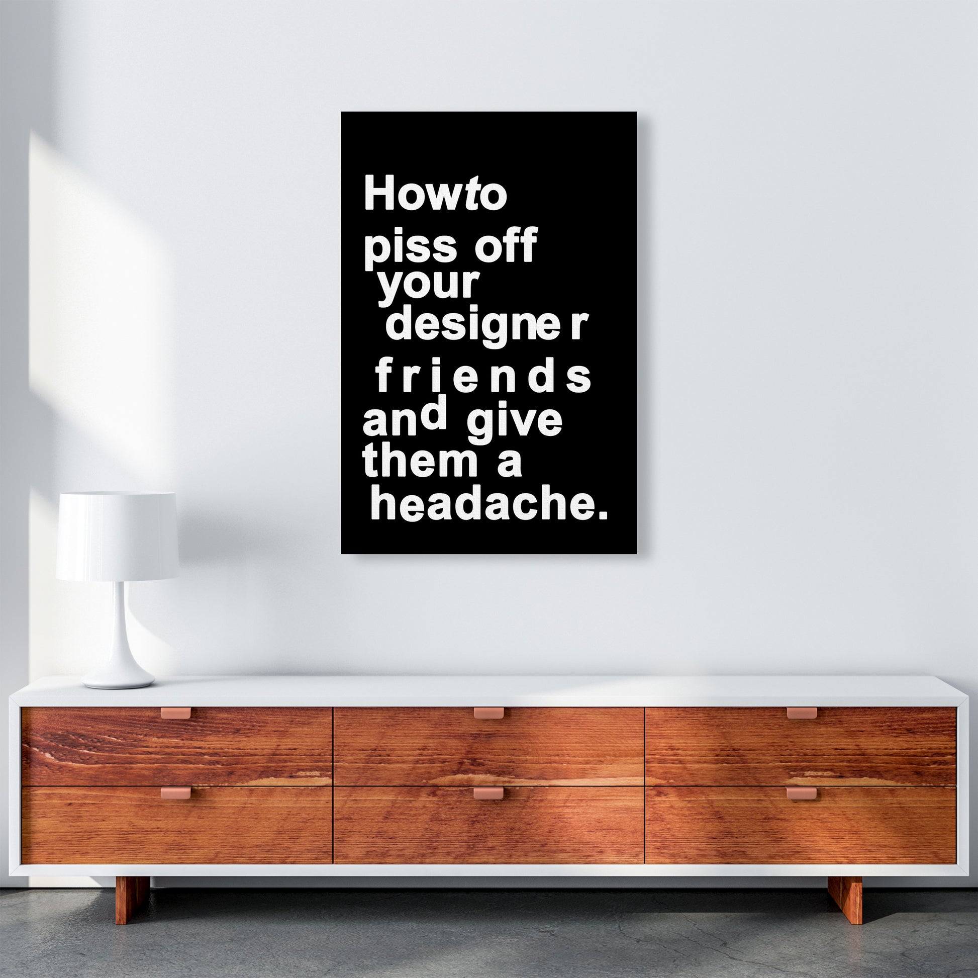 The Headache - BLACK Quote Contemporary Art Print by Kubistika A1 Canvas
