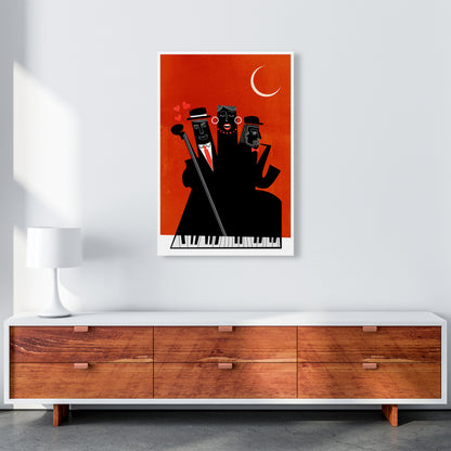 Casablanca Jazz-RED Modern Music Art Print by Kubistika A1 Canvas