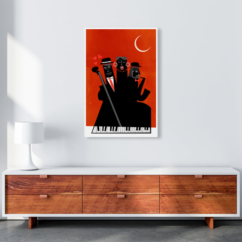 Casablanca Jazz-RED Modern Music Art Print by Kubistika A1 Canvas