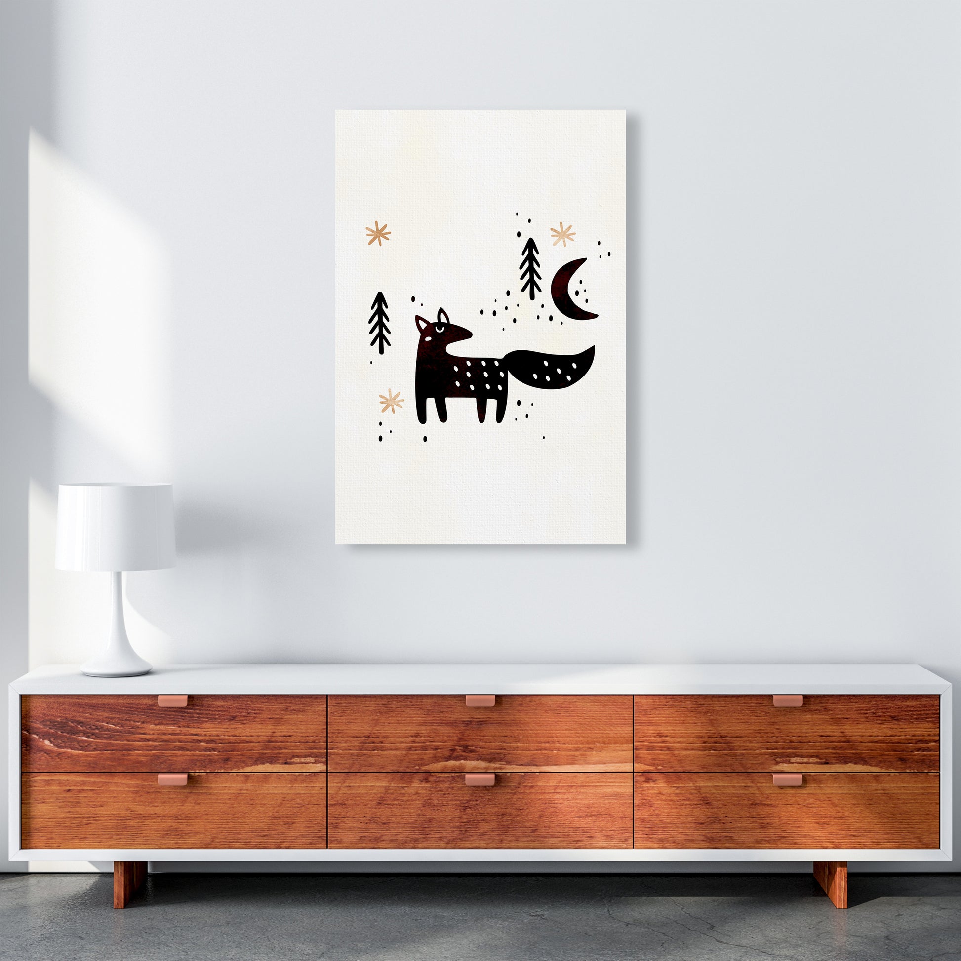 Little Winter Fox Nursery Childrens Art Print by Kubistika A1 Canvas