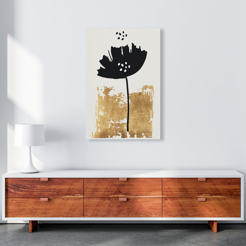 Black Poppy Floral Contemporary Art Print by Kubistika A1 Canvas