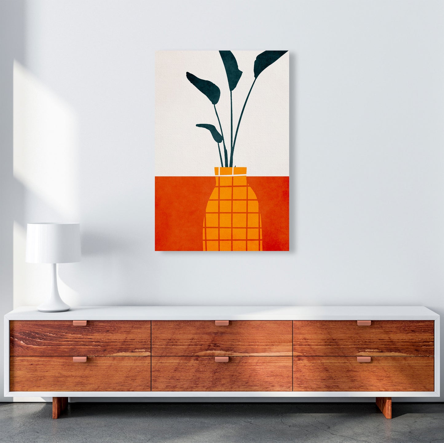 Kitchen Table With Plant Art Print by Kubistika A1 Canvas