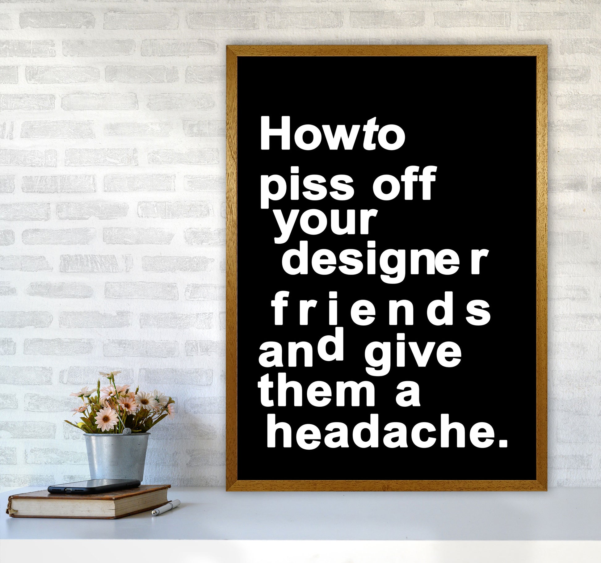 The Headache - BLACK Quote Contemporary Art Print by Kubistika A1 Print Only