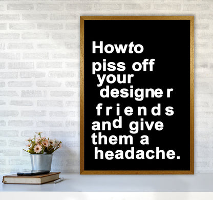 The Headache - BLACK Quote Contemporary Art Print by Kubistika A1 Print Only